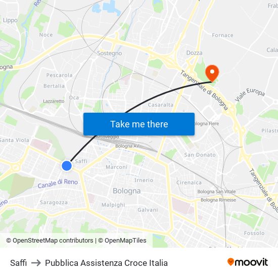 Saffi to Pubblica Assistenza Croce Italia map