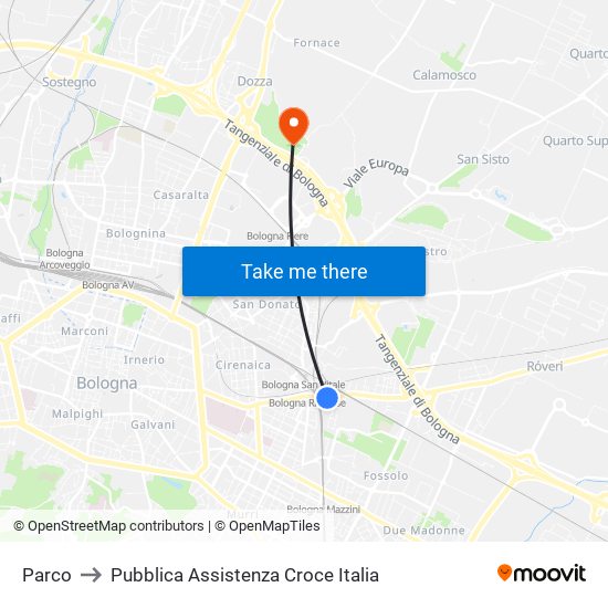 Parco to Pubblica Assistenza Croce Italia map