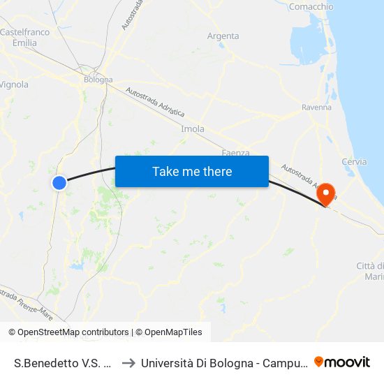 S.Benedetto V.S. Stazione to Università Di Bologna - Campus Di Cesena map