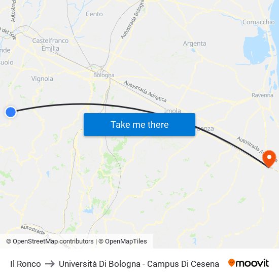 Il Ronco to Università Di Bologna - Campus Di Cesena map