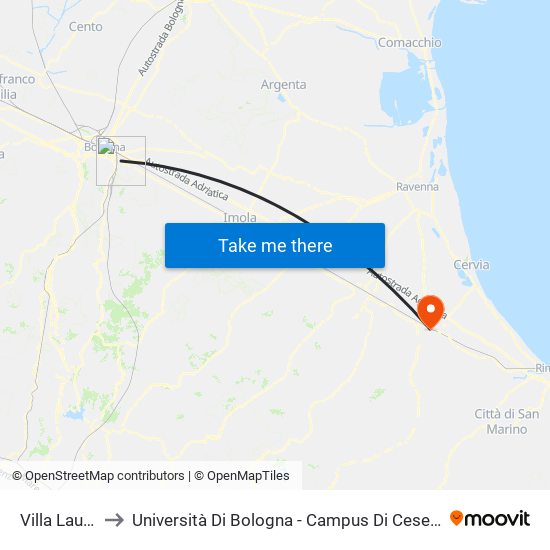 Villa Laura to Università Di Bologna - Campus Di Cesena map