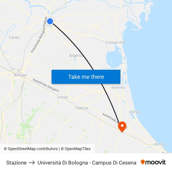 Stazione to Università Di Bologna - Campus Di Cesena map