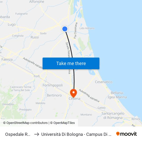 Ospedale Randi to Università Di Bologna - Campus Di Cesena map