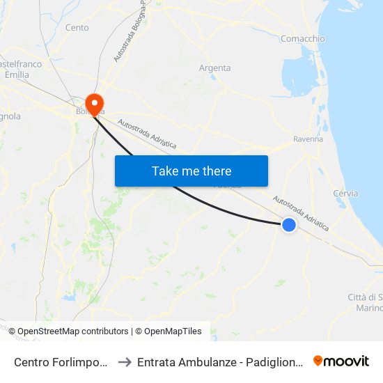 Centro Forlimpopoli to Entrata Ambulanze - Padiglione 23 map