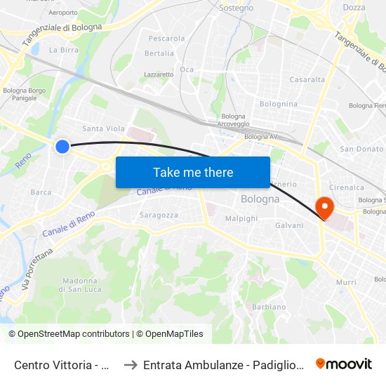 Centro Vittoria - Mast to Entrata Ambulanze - Padiglione 23 map