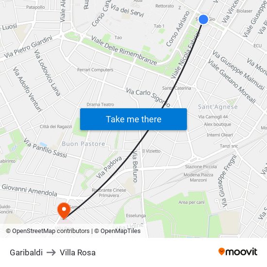 Garibaldi to Villa Rosa map