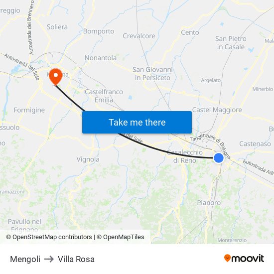 Mengoli to Villa Rosa map