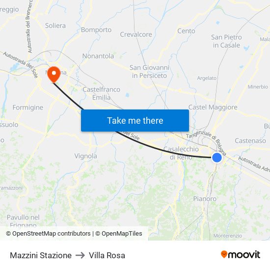 Mazzini Stazione to Villa Rosa map