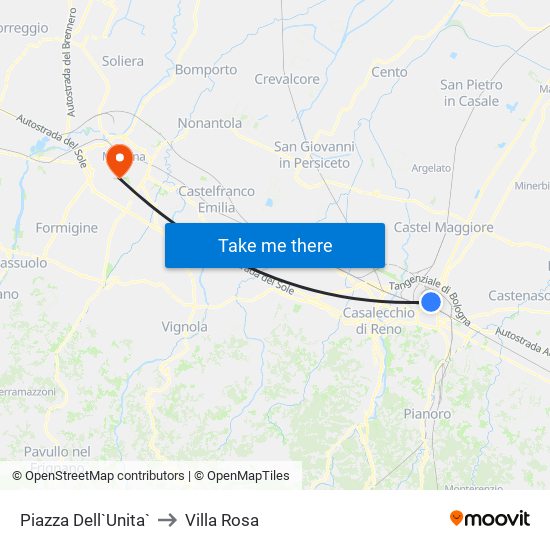 Piazza Dell`Unita` to Villa Rosa map