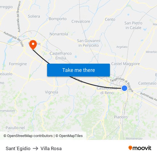 Sant`Egidio to Villa Rosa map