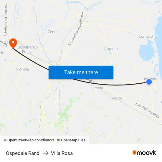 Ospedale Randi to Villa Rosa map