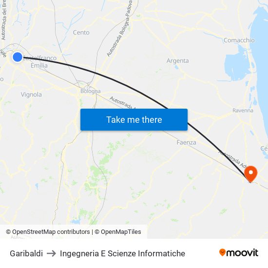 Garibaldi to Ingegneria E Scienze Informatiche map