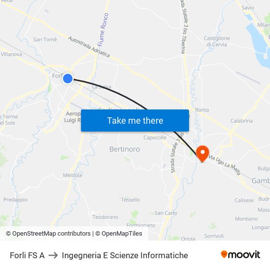 Forli FS A to Ingegneria E Scienze Informatiche map