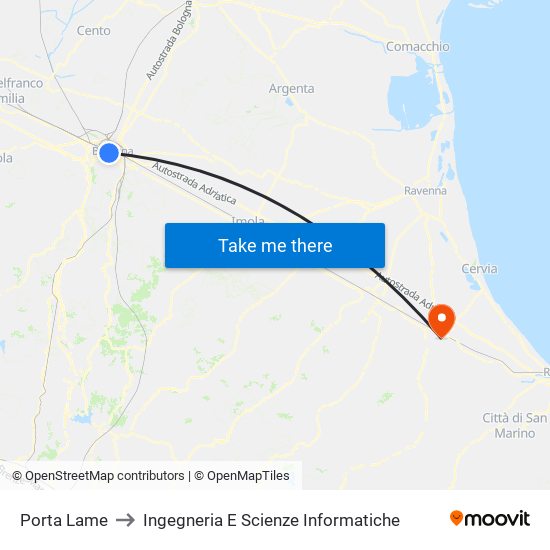 Porta Lame to Ingegneria E Scienze Informatiche map