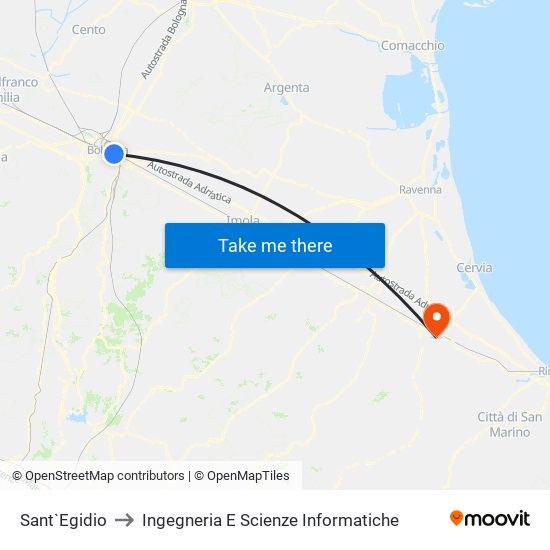 Sant`Egidio to Ingegneria E Scienze Informatiche map