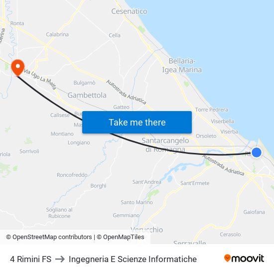 4 Rimini FS to Ingegneria E Scienze Informatiche map