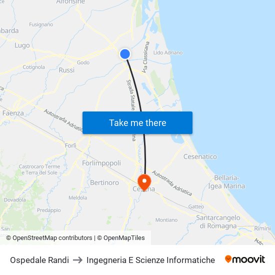 Ospedale Randi to Ingegneria E Scienze Informatiche map