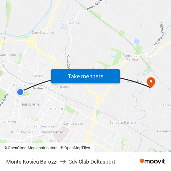 Monte Kosica Barozzi to Cdv Club Deltasport map