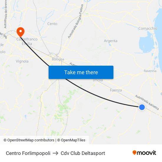 Centro Forlimpopoli to Cdv Club Deltasport map