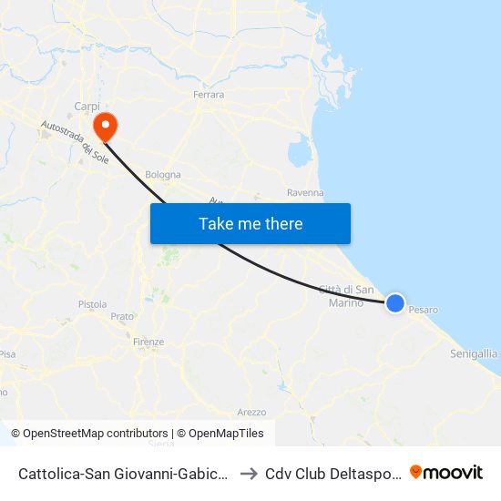 Cattolica-San Giovanni-Gabicce to Cdv Club Deltasport map