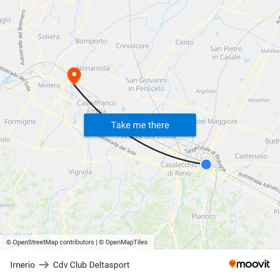 Irnerio to Cdv Club Deltasport map