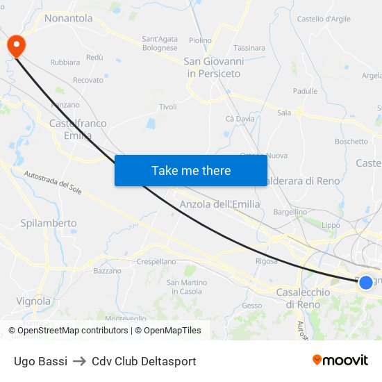 Ugo Bassi to Cdv Club Deltasport map