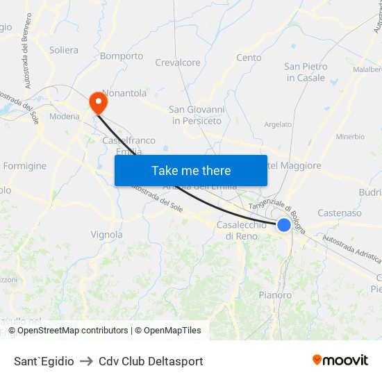 Sant`Egidio to Cdv Club Deltasport map