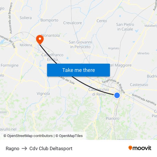 Ragno to Cdv Club Deltasport map