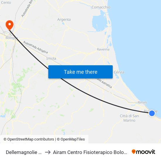 Dellemagnolie FS to Airam Centro Fisioterapico Bologna map