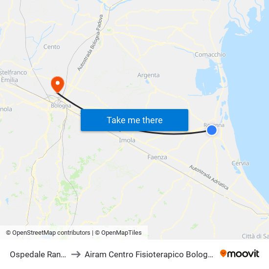 Ospedale Randi to Airam Centro Fisioterapico Bologna map