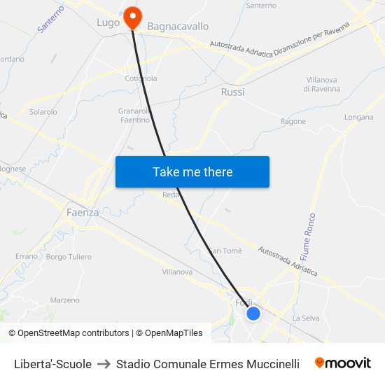 Liberta'-Scuole to Stadio Comunale Ermes Muccinelli map