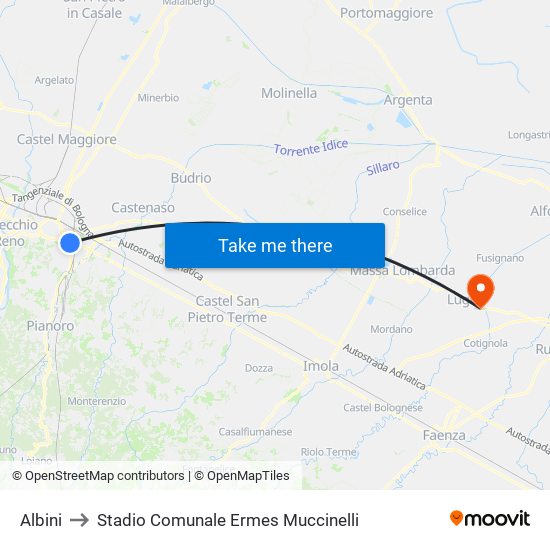 Albini to Stadio Comunale Ermes Muccinelli map