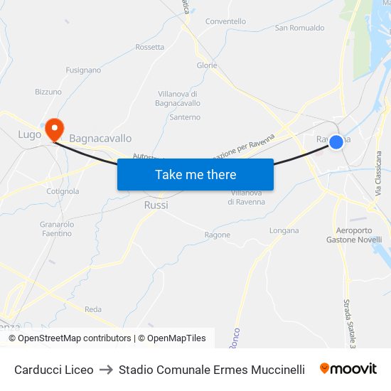 Carducci Liceo to Stadio Comunale Ermes Muccinelli map