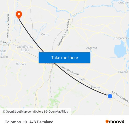 Colombo to A/S Deltaland map