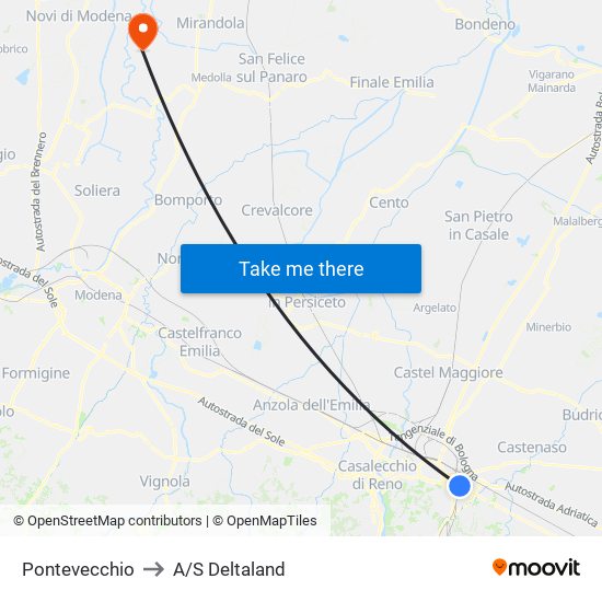 Pontevecchio to A/S Deltaland map