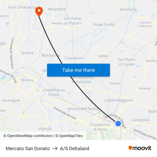 Mercato San Donato to A/S Deltaland map