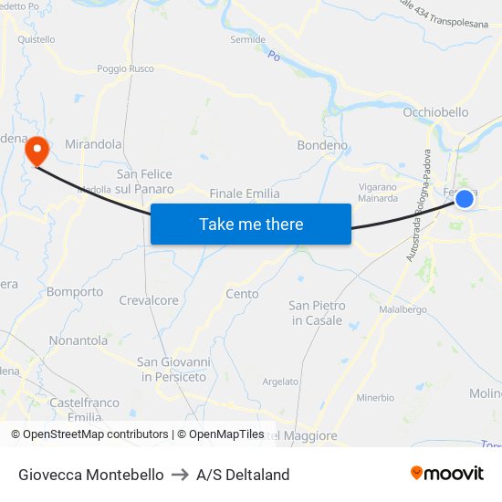 Giovecca Montebello to A/S Deltaland map