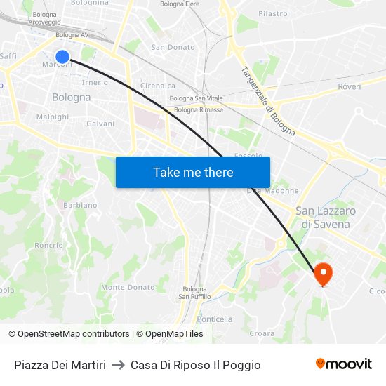 Piazza Dei Martiri to Casa Di Riposo Il Poggio map