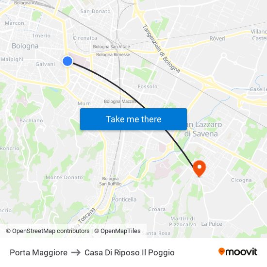 Porta Maggiore to Casa Di Riposo Il Poggio map