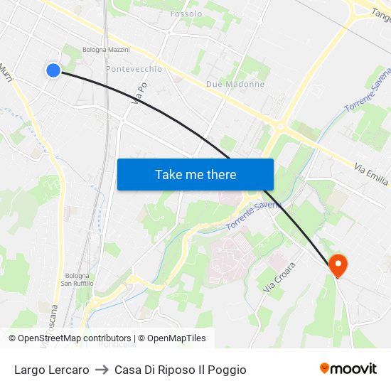 Largo Lercaro to Casa Di Riposo Il Poggio map