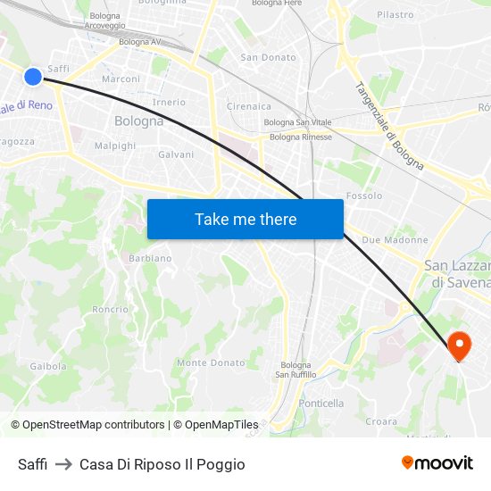 Saffi to Casa Di Riposo Il Poggio map