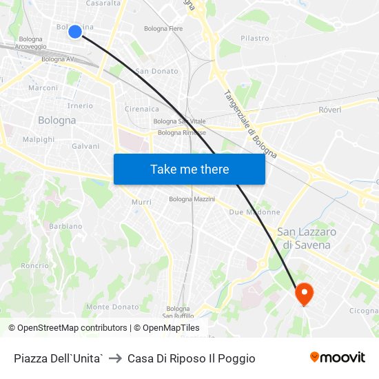 Piazza Dell`Unita` to Casa Di Riposo Il Poggio map