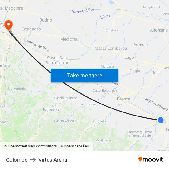 Colombo to Virtus Arena map