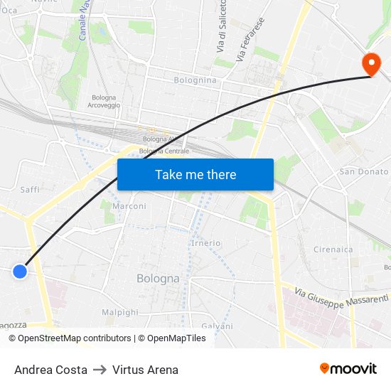 Andrea Costa to Virtus Arena map