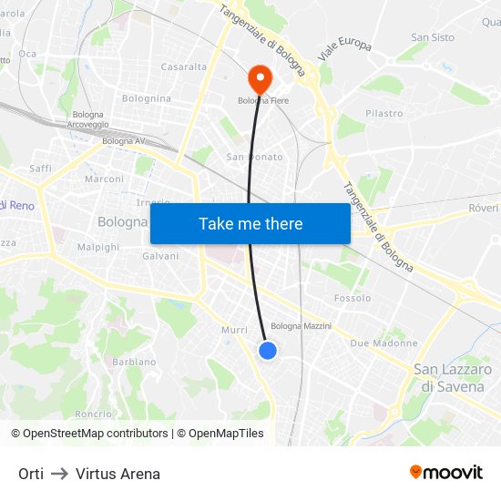Orti to Virtus Arena map