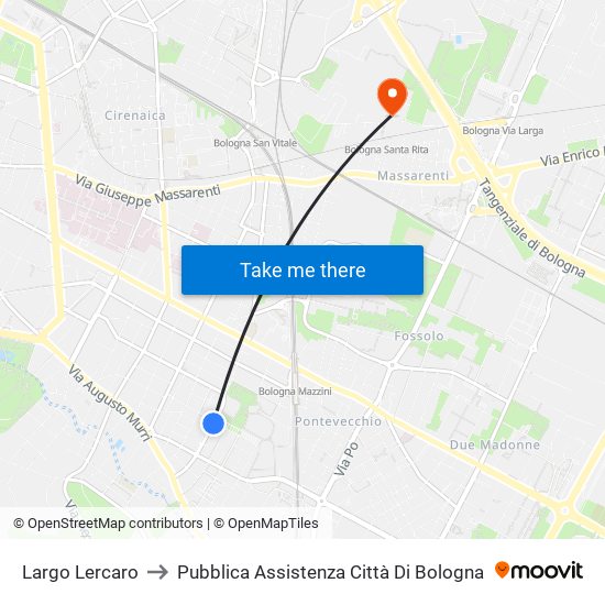Largo Lercaro to Pubblica Assistenza Città Di Bologna map