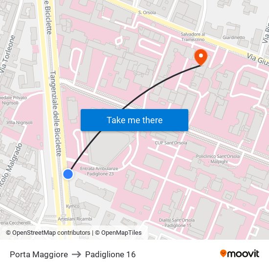 Porta Maggiore to Padiglione 16 map