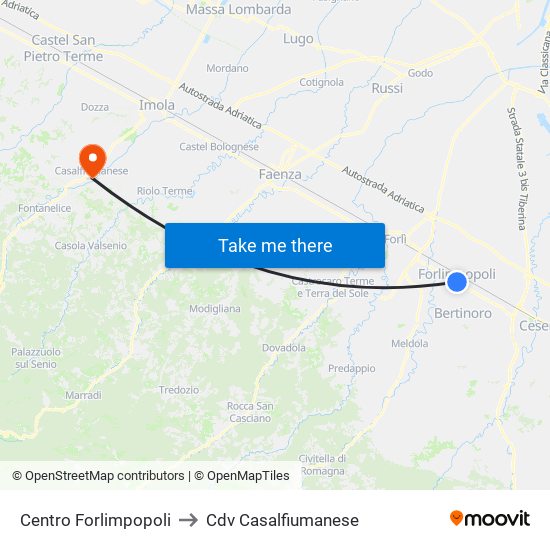 Centro Forlimpopoli to Cdv Casalfiumanese map