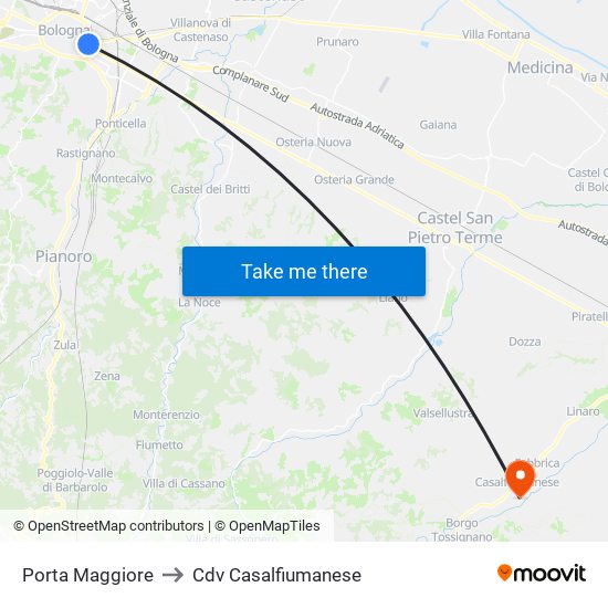 Porta Maggiore to Cdv Casalfiumanese map