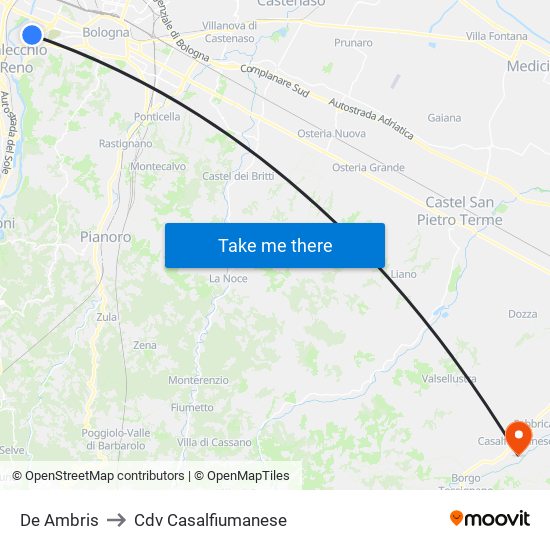 De Ambris to Cdv Casalfiumanese map
